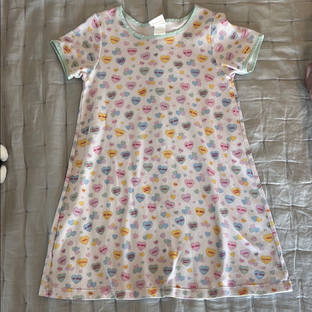 Pink and Blue Heart Nightgown with Short Sleeves